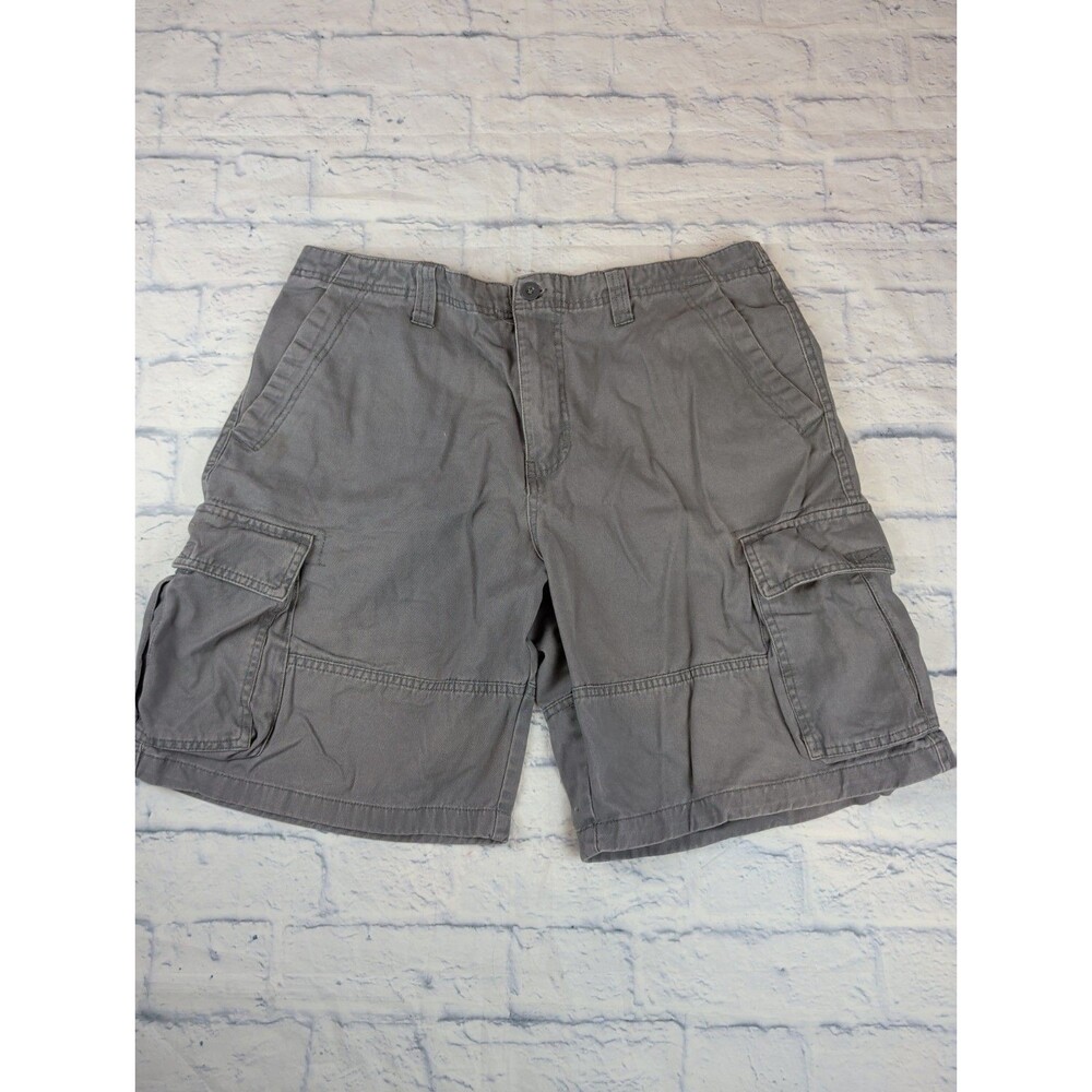 VTG Bugle Boy Shorts Men 36 Gray Chino Cargo Pockets 10" Inseam Casual*